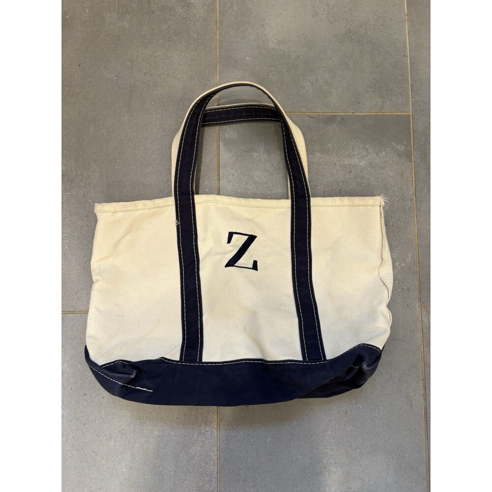Vintage Llbean Navy Blue And White Boat And Tote Tote Bag